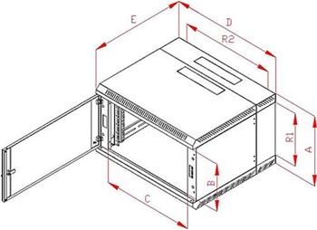 RACK Triton , 19", 15U, 600x500mm, nástěnný - RBA-15-AD5-CAX-A1