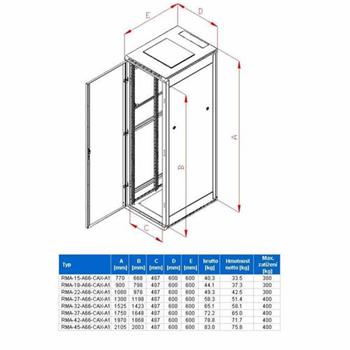 RACK Triton , 19", 22U, 600x600mm, stojanový - RMA-22-A66-CAX-A1