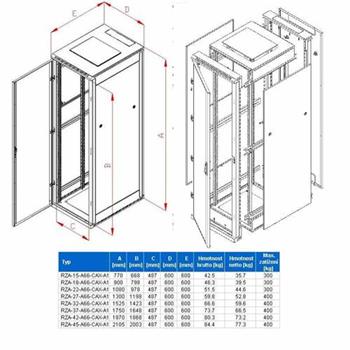 RACK Triton , 19", 42U, 600x600mm, stojanový - RZA-42-A66-XAX-A1