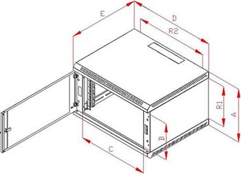 RACK Triton , 19", 4U, 600x500mm, nástěnný - RBA-04-AS5-CAX-A1